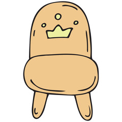 small children s wooden chair for a child, vector cute colored children s element in doodle style with black outline, delicate colors