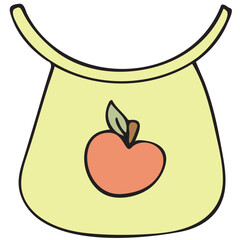 cute baby bib for feeding children, complementary feeding for newborns, clean and hygienic, vector cute colored children s element in doodle style with black outline, delicate colors