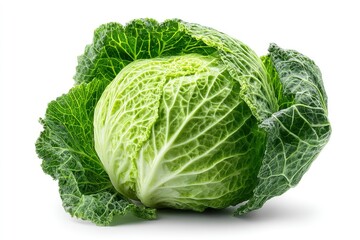 Fototapeta premium Savoy Cabbage on White Background