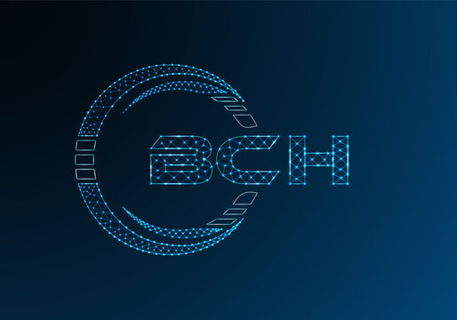 BCH low poly letter logo vector design. BCH lower poly logo design.