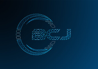 BCJ low poly letter logo vector design. BCJ lower poly logo design.
