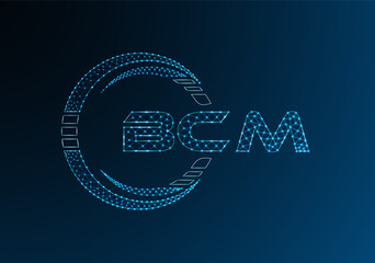 BCM low poly letter logo vector design. BCM lower poly logo design.