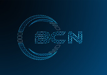 BCN low poly letter logo vector design. BCN lower poly logo design.