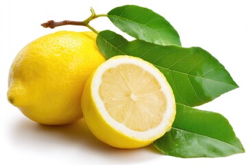 Fresh Lemon with Leaves