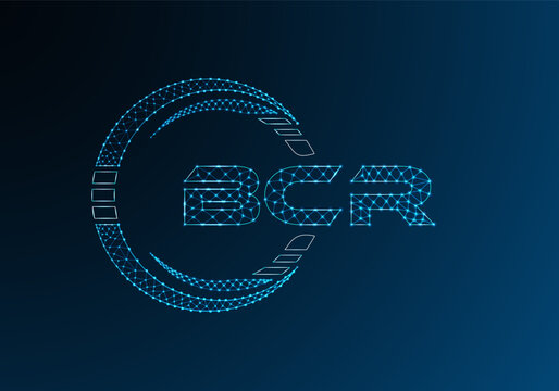 BCR low poly letter logo vector design. BCR lower poly logo design.