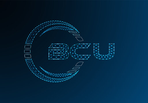 BCU low poly letter logo vector design. BCU lower poly logo design.