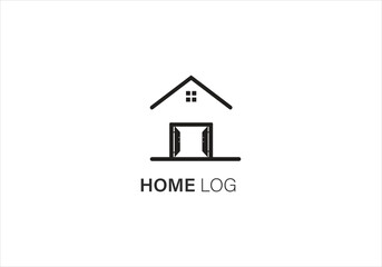Home Log House Logo Minimal Real Estate Architecture Building Icon