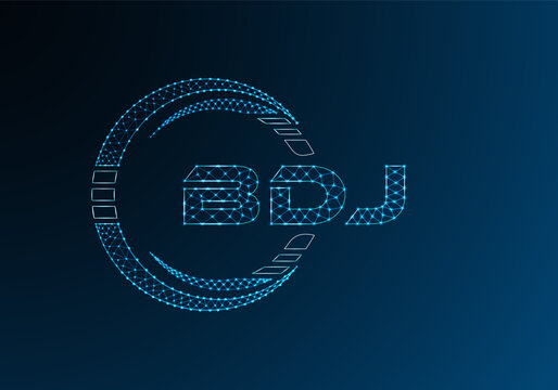 BDJ low poly letter logo vector design. BDJ lower poly logo design.