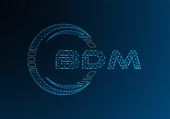 BDM low poly letter logo vector design. BDM lower poly logo design.