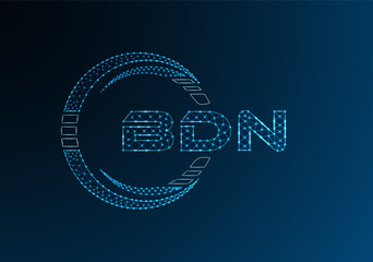 BDN low poly letter logo vector design. BDN lower poly logo design.