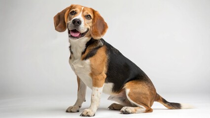 Beagle Mix on studio background
