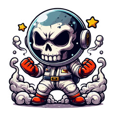 Cosmic Skull Astronaut Cartoon