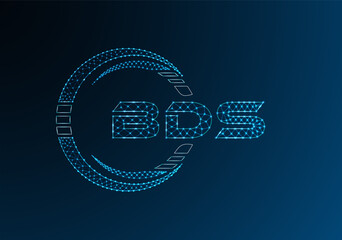 BDS low poly letter logo vector design. BDS lower poly logo design.