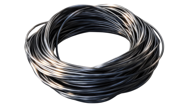 Coiled Cables: Close-up captures a neatly coiled arrangement of cables. The image evokes a sense of order, technology, and infrastructure. 
