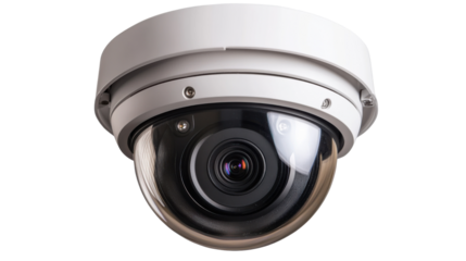 Dome Security Camera: High-resolution image of a modern dome security camera, ideal for surveillance and security systems.  Its sleek design and advanced technology ensure comprehensive monitoring.