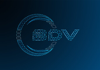 BDV low poly letter logo vector design. BDV lower poly logo design.