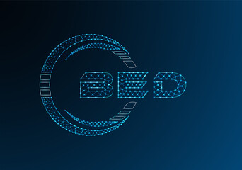 BED low poly letter logo vector design. BED lower poly logo design.