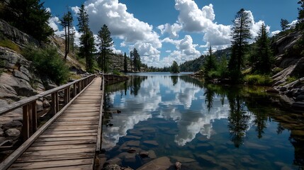 Mountain Lake Path Reflection