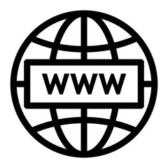 World icon and www text. Globe. Editable Pixel perfect stroke line vector icon. Communication icons. 	