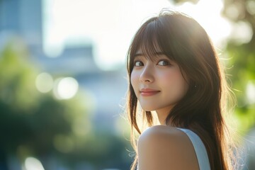 Obraz premium 夏と女性