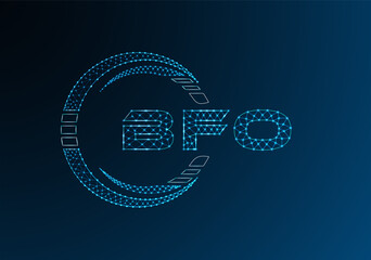 BFO low poly letter logo vector design. BFO lower poly logo design.