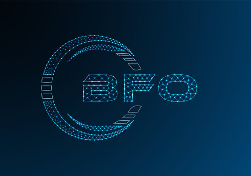 BFO low poly letter logo vector design. BFO lower poly logo design.