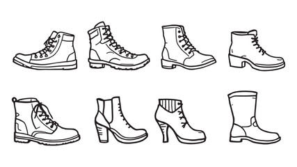 Boots line art illustration detailed design with creative simplicity