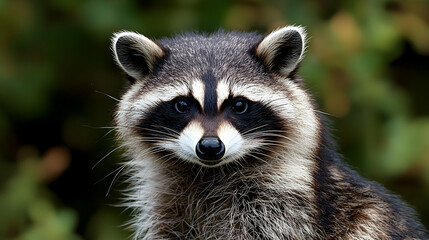 Fototapeta premium Close-Up of a Curious Raccoon with Big Eyes and Fluffy Fur