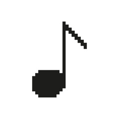 Musical Note Pixel Art Icon. Melody, Rhythm, And Sound Representation Symbol. Music Composition And Audio Design. Isolated Vector Illustration