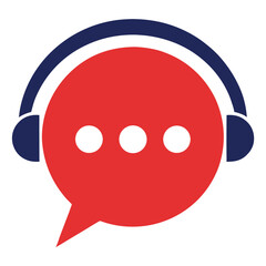 Customer Service And Support Isolated Vector Illustration With Speech Bubble And Headphones
