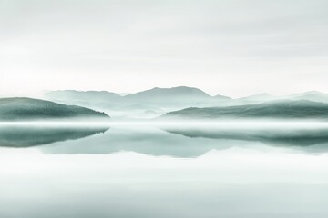 Misty mountain lake landscape (1)