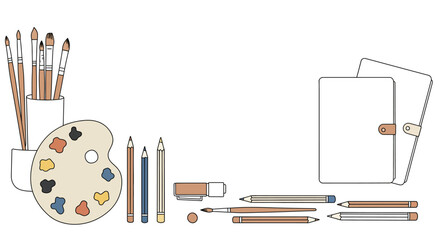 Artistic Composition: A Sketch of Creative Tools and Stationary Essentials for Art Projects