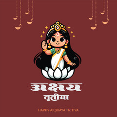 Akshaya Tritiya Festival Celebration Goddess Lakshmi Blessing Fortune Plate Filled With Gold Coins 