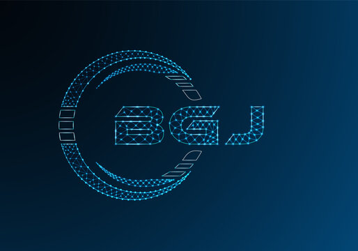 BGJ low poly letter logo vector design. BGJ lower poly logo design.
