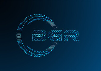 BGR low poly letter logo vector design. BGR lower poly logo design.
