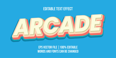 Arcade retro vintage text effect, Editable text effect
