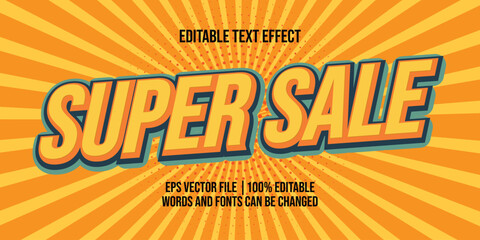 Super sale retro vintage text effect, Editable text effect
