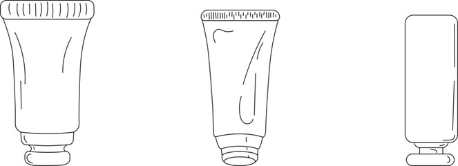 Set of cream tube icons. Outline vector icon of a cream tube.