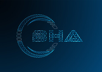 BHA low poly letter logo vector design. BHA lower poly logo design.