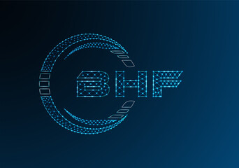 BHF low poly letter logo vector design. BHF lower poly logo design.