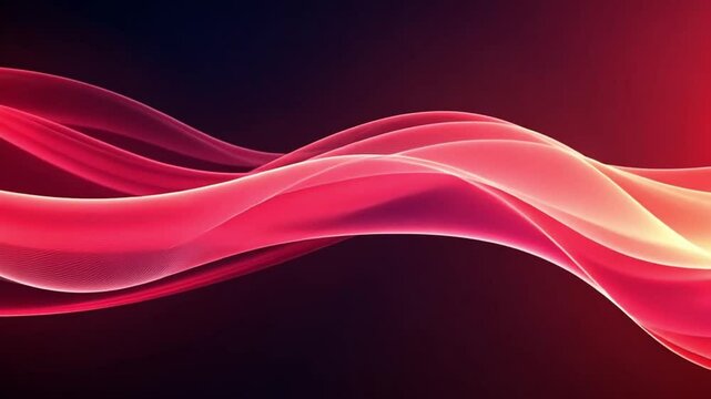 Dynamic flowing waves of vibrant red and orange light on dark background