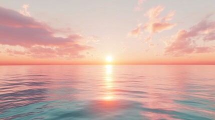 Serene pink sunset over calm ocean water peaceful sky sea art soft view beach scene light image photo