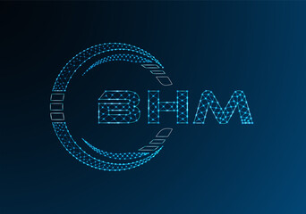 BHM low poly letter logo vector design. BHM lower poly logo design.
