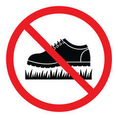 Do Not Walk On Grass Sign Shoe On Turf Forbidden Symbol
