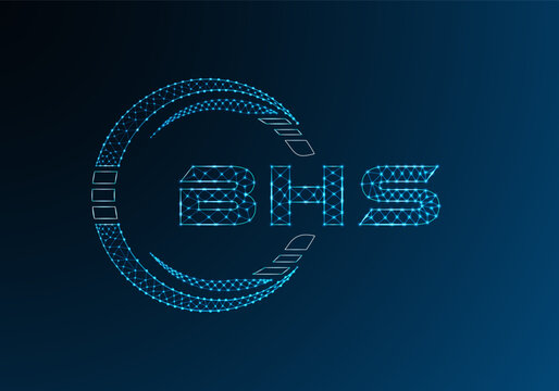 BHS low poly letter logo vector design. BHS lower poly logo design.