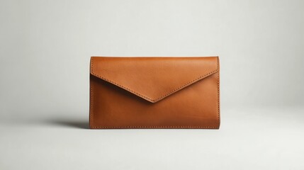 Tan leather envelope clutch