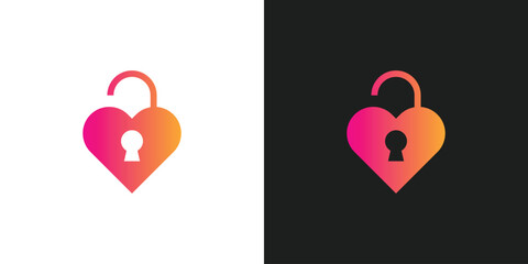 Secret Love Key Heart Security Logo Design