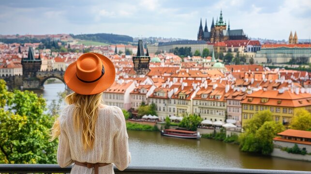 Woman Admiring the City of Prague