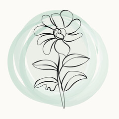 Elegant Minimalist Single Line Flower Drawing on Soft Green Background