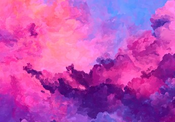 Vibrant pink and purple clouds in dreamy abstract sky